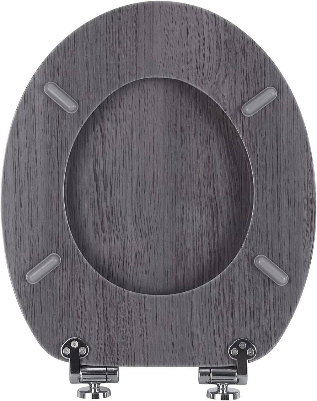 Toilettensitz mit Absenkautomatik, MDF-Holzkern und verstellbaren Scharnieren | Grau