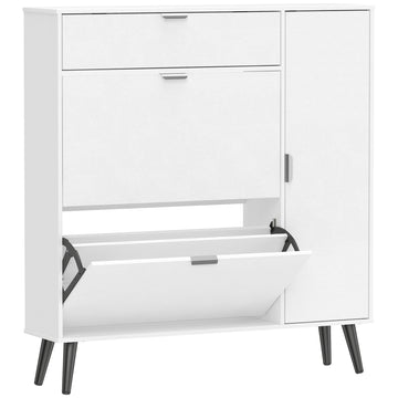 Smalle schoenenkast | 2 klepdeuren | Kleur: Wit | Afmetingen: 99,4x23,8x106,6 cm