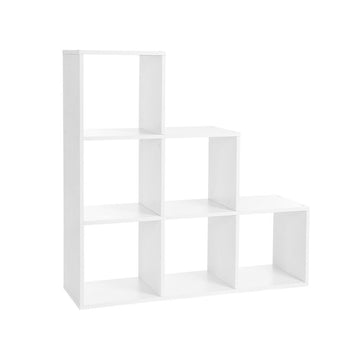 Trapvormige boekenkast met 6 vakken, wit, 97,5 x 97,5 x 29 cm