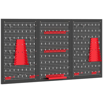 Wandrek met 28-delige gereedschapswand | Kleur: Zwart+Rood | Afmetingen: 120x60x2 cm