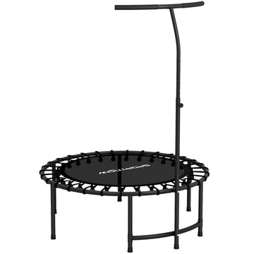 Fitness-trampoline met verstelbare handgreep | Kleur: Zwart | Afmetingen: 102x102x116-132 cm