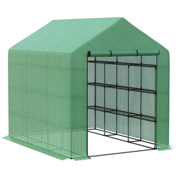 Tuinkas - Kas met 4 etages | Kleur: Groen, donkergroen | Afmetingen: 180x244x210 cm