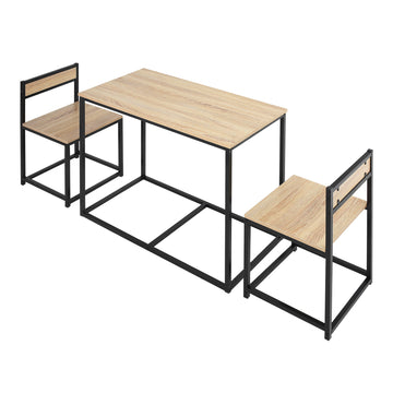 Eettafel met 2 stoelen - Industriële eetset | Kleur: Bruin | Afmetingen: 47x90x76 cm