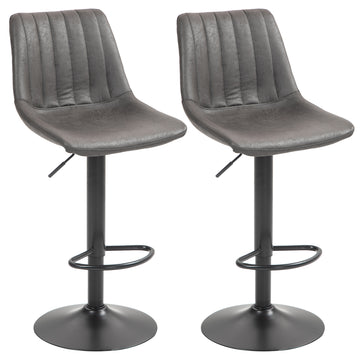 2 verstelbare retro barkrukken | Kleur: Donkergrijs | Afmetingen: 43x46,5x89-110 cm