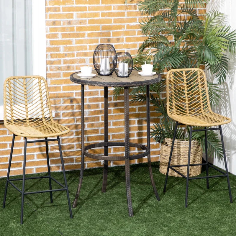 Set med 2 barstolar - Boho PE-rotting | Färg: Gul+Svart | Mått: 52x42.5x102 cm