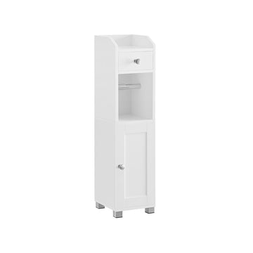 Badkamerkast met toiletrolhouder, MDF, wit, 20 x 18 x 76,7 cm