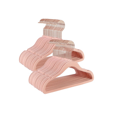 Set kinderhangers - roze fluweel, antislip, 360° draaibaar - 30 x 0.5 x 20.5 cm