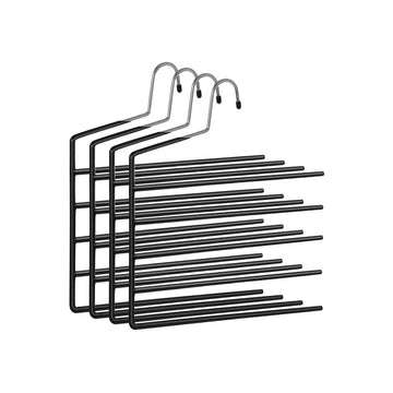 Meervoudige kleerhangers - Set van 4 - Antislip - Metaal met PVC - Zwart - 32 x 0,5 x 35 cm