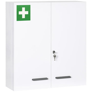Medicijnkastje - Afsluitbare apotheekkast | Kleur: Wit | Afmetingen: 55x18x60 cm