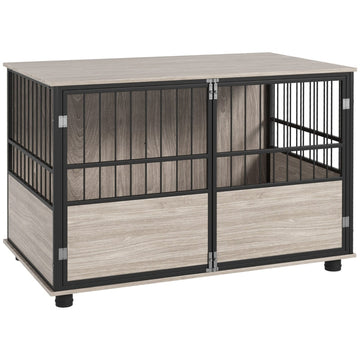 Hondenbench voor grote honden - 3 deuren | Kleur: Zwart/Beige | Afmetingen: 60x100x68 cm