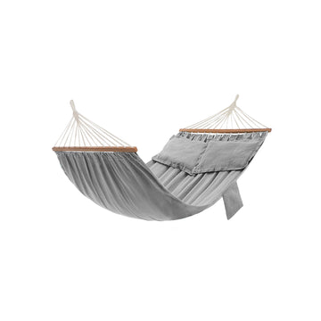 Dubbele hangmat voor tuin en reizen, grijze stof, 210 x 150 cm, 300 kg