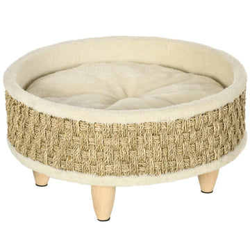 Kattenmand voor kleine honden | Kleur: Beige+Khaki | Afmetingen: 48x48x24,5 cm