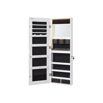 Witte sieradenkast met spiegel - MDF - 37,5 x 9,7 x 108 cm