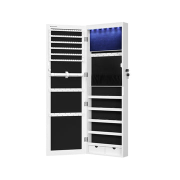 Sieradenkast met spiegel - Sieradenorganizer - MDF - fluwelen voering - 37 x 10 x 120 cm
