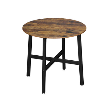 Ronde keukentafel - eettafel - bruin-zwart - compact & stevig - spaanplaat & staal - Ø 80 x 75 cm