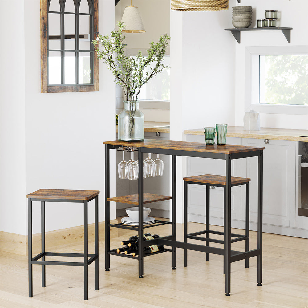 Barbord med fästen – pubbord – ståbord – spånskiva stål – 110x40x90 cm
