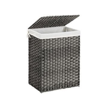 Wasmand met deksel - opvouwbaar - grijs - 46 x 33 x 60 cm