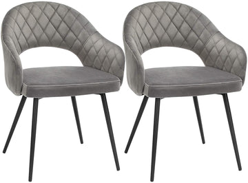 2-delige eetkamerstoelen set velvet modern 57x56x77 cm
