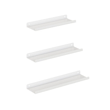 3-delige wandplankenset - zwevende planken - wit - staal - 30/35/40 cm