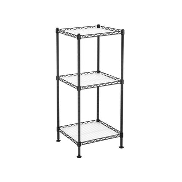Badkamerrek - 3-laags metalen hoekrek - zwart - 30 x 30 x 73 cm
