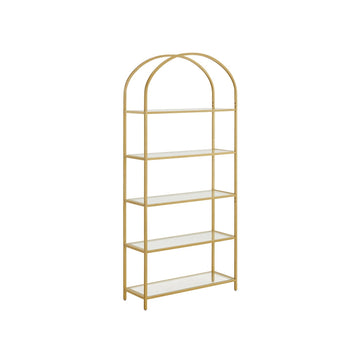 Goudkleurig transparant rek - gehard glas - stalen frame - 30,2 x 83 x 183,5 cm