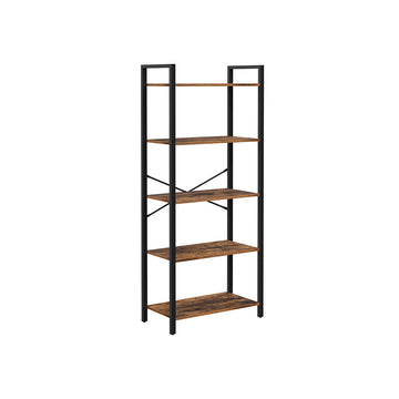 Vintage opbergrek - boekenkast - spaanplaat en staal - 50 kg - 66 x 30 x 153 cm