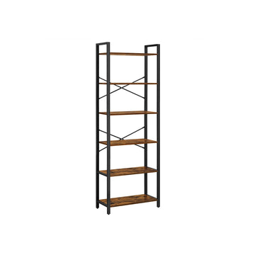 Vintage bruin-zwart boekenrek - 66 x 30 x 186 cm - kantelbeveiliging