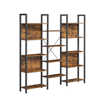 Boekenkast ladderrek 14 planken, spaanplaat/staal, 158 x 24 x 166 cm