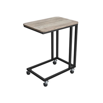 Salontafel op wielen - industrieel - spaanplaat en staal - greige-zwart - 50 x 35 x 55 cm