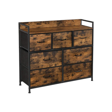 Ladekast - 7 stoffen lades - Industrieel - Vintage bruin-zwart - 98 x 28,5 x 85 cm