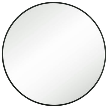 Ronde wandspiegel - aluminium frame - zwart - 61 cm