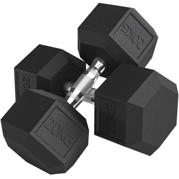 Gietijzeren halters 2 x 20 kg | Kleur: Zwart | Afmetingen: 16.6x16.6x11.4 cm