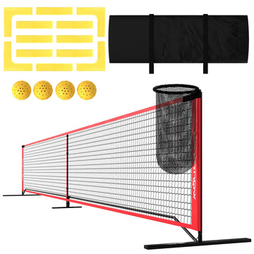 Pickleballset met net en accessoires | Kleur: Rood, zwart | Afmetingen: 70x674x92 cm