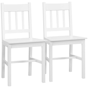 Set van 2 eetkamerstoelen - Houten stoelen | Kleur: Wit | Afmetingen: 46.5x41x85.5 cm