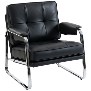 Loungestoel met armleuningen van kunstleer | Kleur: Zwart | Afmetingen: 80x79x84 cm