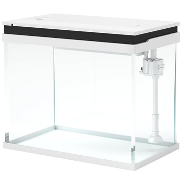 41 liter aquarium met filter en LED-verlichting | Kleur: Wit-zwart | Afmetingen: 30x48x41 cm