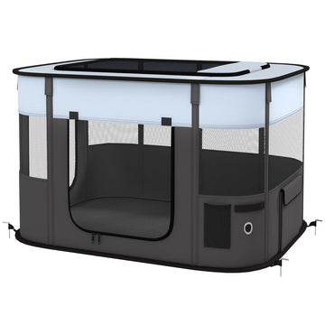 Opvouwbare puppyren voor puppy's en kittens | Kleur: Grijs-zwart | Afmetingen: 74x94x60 cm