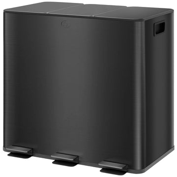 Afvalbak 3-vaks 3x15L met geurfilters | Kleur: Zwart | Afmetingen: 36.6x61.9x43.2 cm
