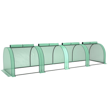Tunnelkas met 4 ritsramen | Kleur: Groen | Afmetingen: 100x395x80 cm
