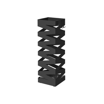 Paraplubak - vierkant metalen rek - modern, hoog - zwart - 15,5 x 15,5 x 49 cm