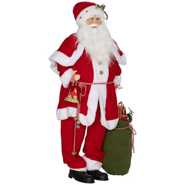 Bewegende kerstman - Geanimeerde kerstdecoratie | Kleur: Rood | Afmetingen: 21x55x140 cm