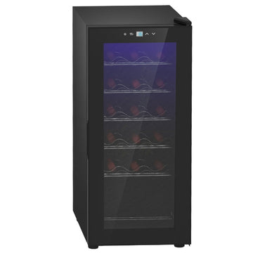 Wijnkoelkast 18 flessen - Compressor | Kleur: Zwart | Afmetingen: 34.5x45x78 cm