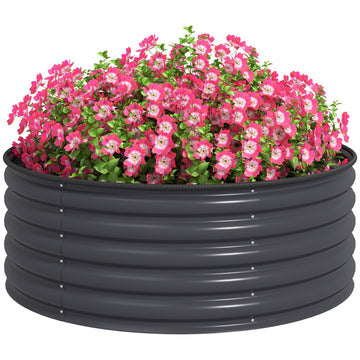 Verhoogde plantenbak - Gegalvaniseerd staal | Kleur: Grijs | Afmetingen: 120x120x43 cm