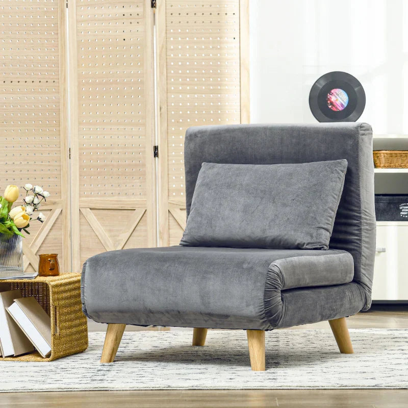 Schlafsofa - 2-in-1 Sessel und Bett | Farbe: Grau | Abmessungen: 78x72x79 cm