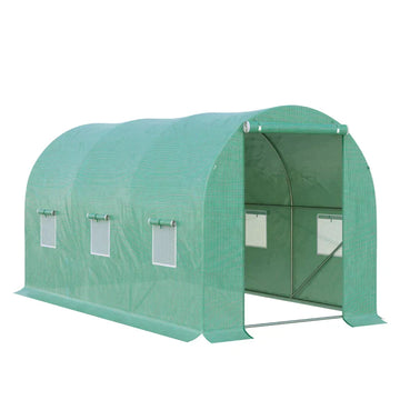 Inloopkas polytunnel 4 x 2 m - Tuinkas | Kleur: Groen | Afmetingen: 200x400x190 cm
