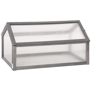 Mini-kas van hout met polycarbonaatpanelen | Kleur: Grijs | Afmetingen: 52x90x49.5 cm
