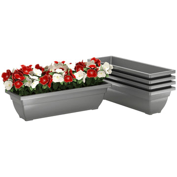 Set van 5 bloempotten - Stapelbare plantenbakken | Kleur: Grijs | Afmetingen: 59x21x16 cm