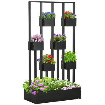 Modulaire plantenbak op standaard | Kleur: Zwart | Afmetingen: 45x90x170 cm