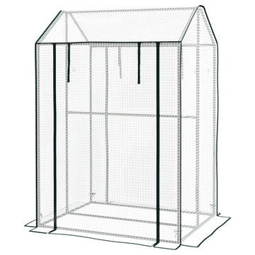 Mini-kas met 2 kamers en UV-bestendige hoes | Kleur: Wit | Afmetingen: 80x100x150 cm