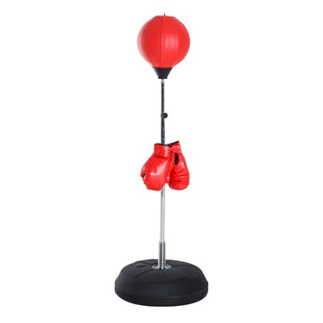 Verstelbare bokspaal met stootbal - Bokstrainer | Kleur: Rood | Afmetingen: 43x43x126-144 cm